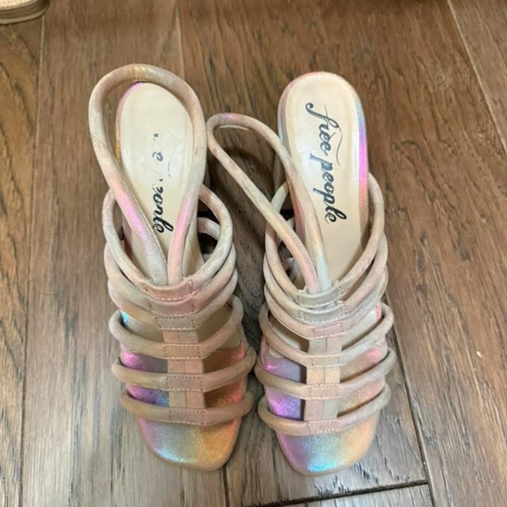 Free People Iridescent Strappy Heels